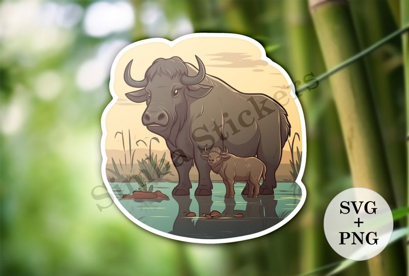 Buffalo mother with calf