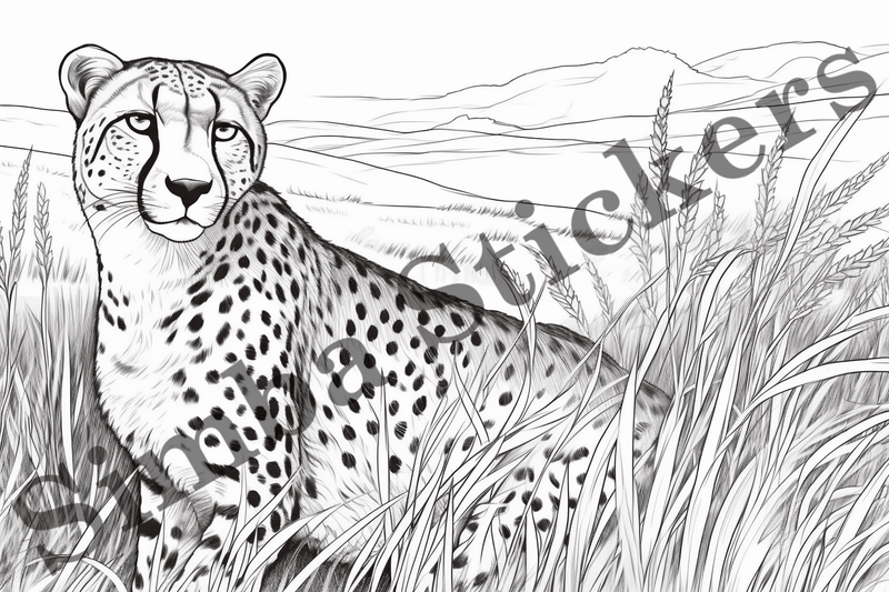 Colouring pages, Bundle of cheetahs, 10 images
