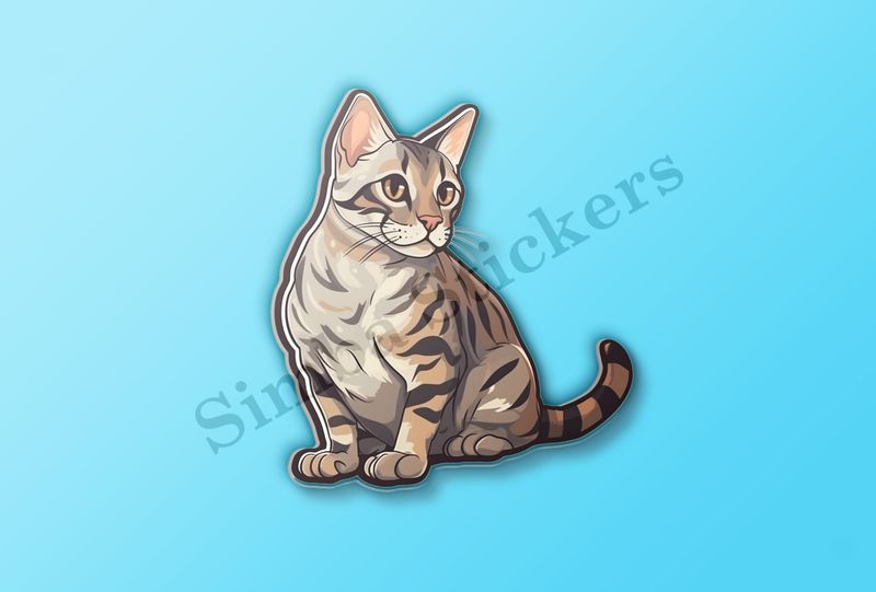 Bengal cat sitting and glancing sideways
