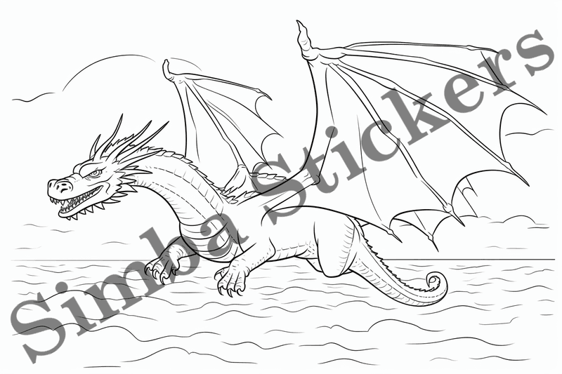 Colouring pages, bundle of dragons, simple, 10 images