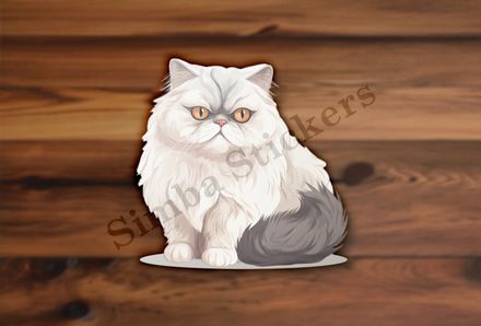 Persian cat, white and grey  , watercolour