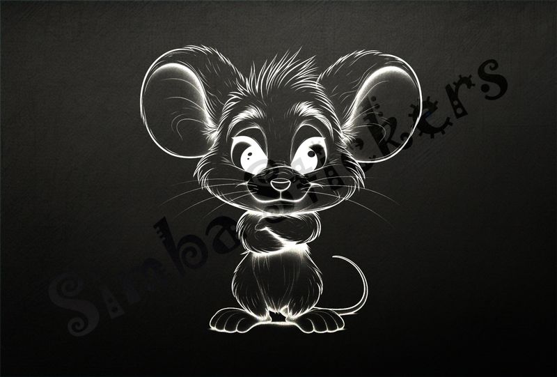 Mouse bemused with arms folded, outline art