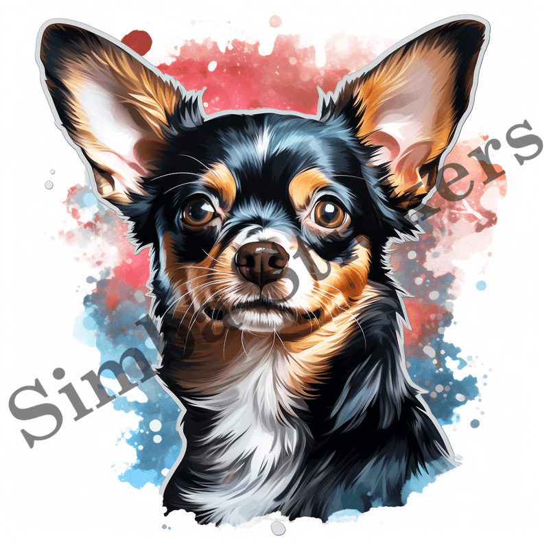 Chihuahua dogs, watercolour, image set, 10 images