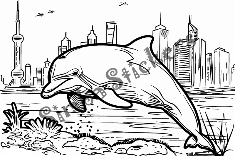 Colouring pages, bundle of dolphins, 25 images 2