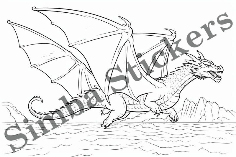 Colouring pages, bundle of dragons, simple, 10 images