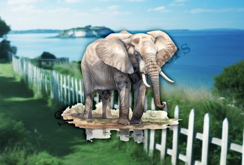 Elephant  by a pond in the Savanna