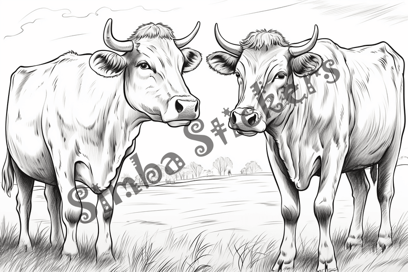 Colouring pages, bundle of cattle, complex, 25 images