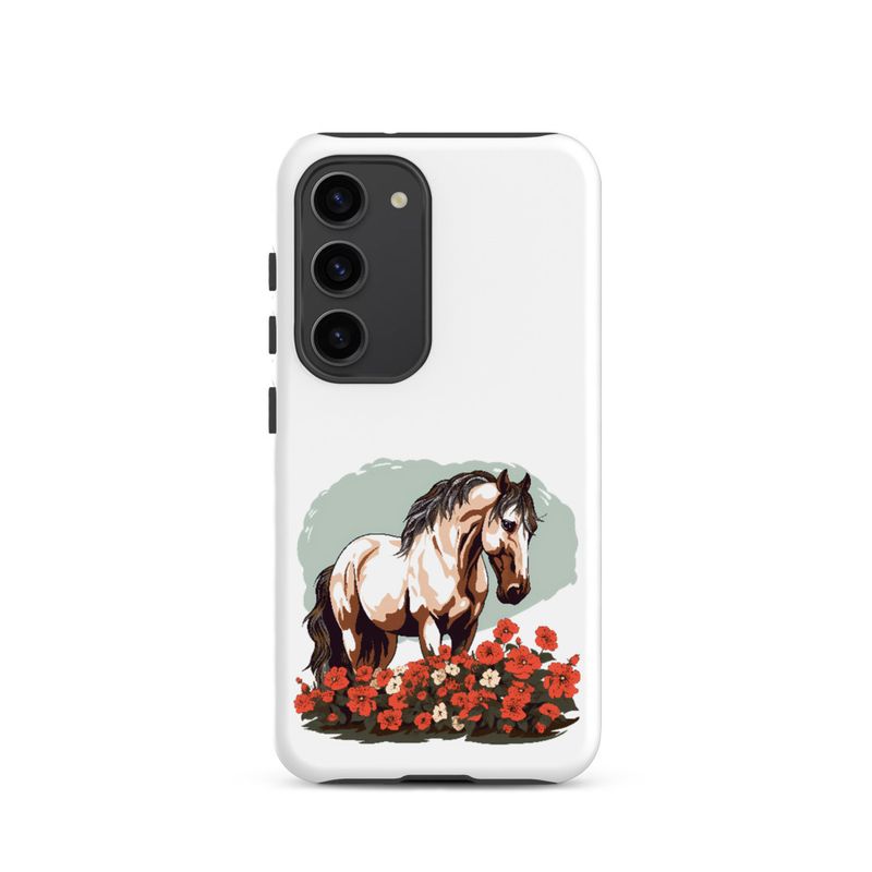 Tough Case for Samsung, Brown horse in field of red flowers, n4w2fj