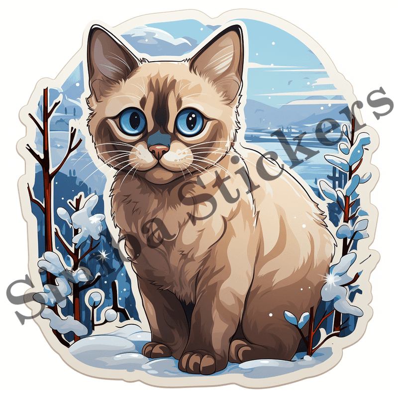Tonkinese cats in snow, image set, 10 images
