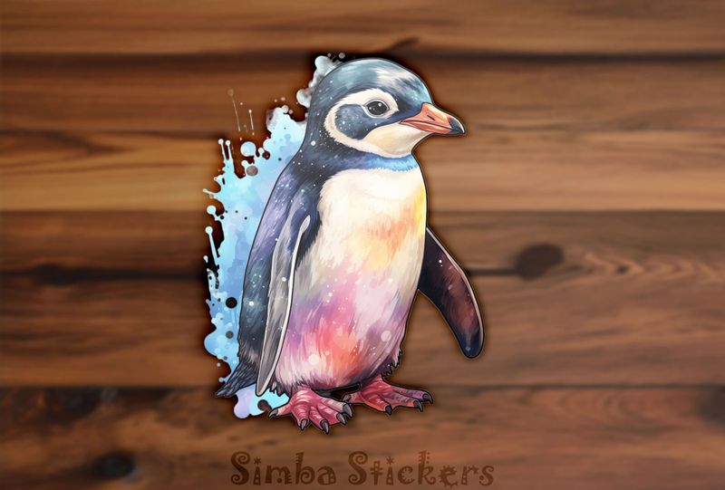Penguin standing upright, watercolour, y7irwb