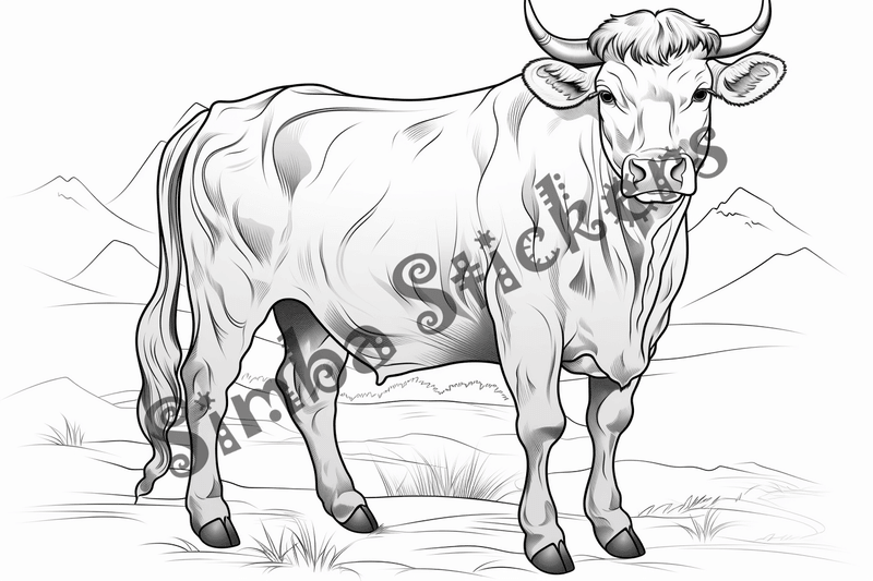 Colouring pages, bundle of cattle, complex, 25 images