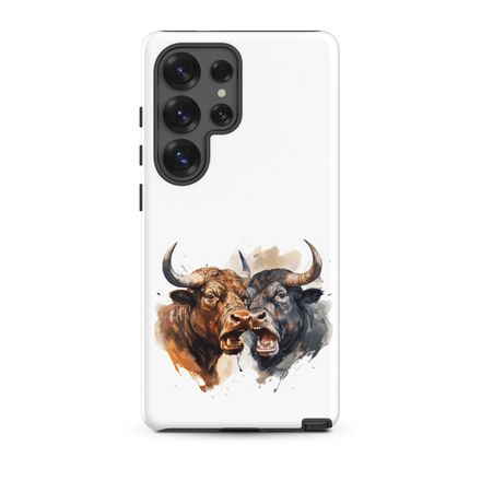 Tough Case for Samsung, Bulls facing up to each other, watercolour, dx5eff