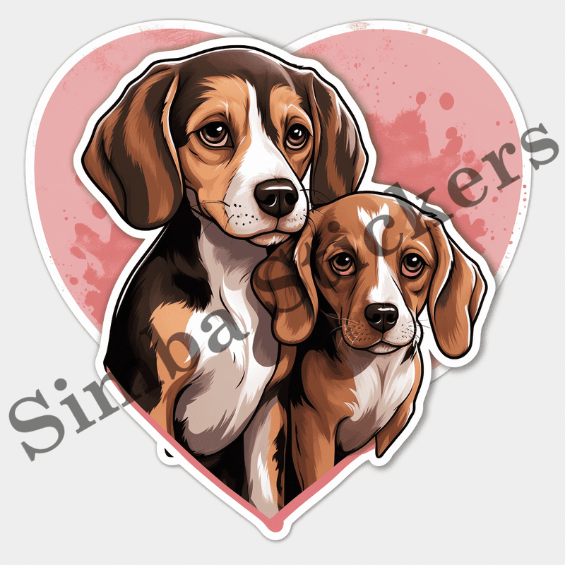 Beagle dogs in love, image set, 10 images