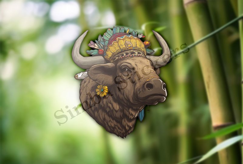 African buffalo ornamented