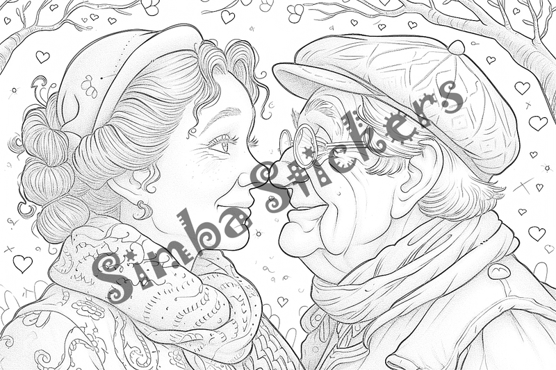 Colouring pages, bundle of people, elderly and grandparents with children, 50 images