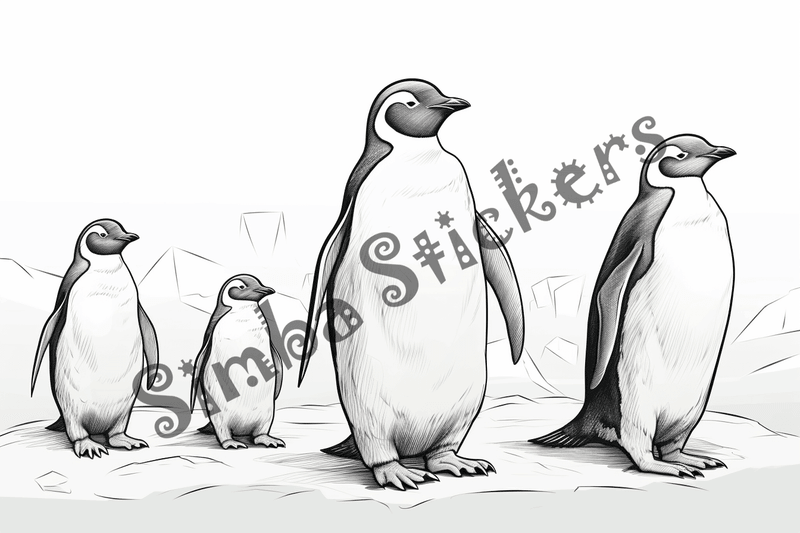 Colouring pages, bundle of penguins 2, 25 images