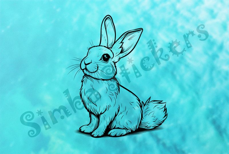 Hare sitting up straight, outline art