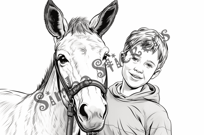 Colouring pages, bundle of mules, 25 images