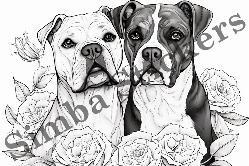 Colouring pages, Bundle of dogs in love, 10 images