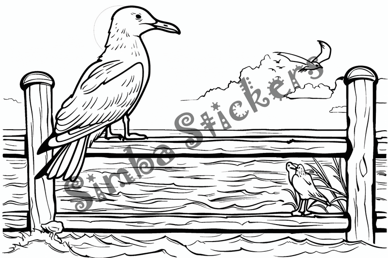 Colouring pages, bundle of seagulls, 25 images