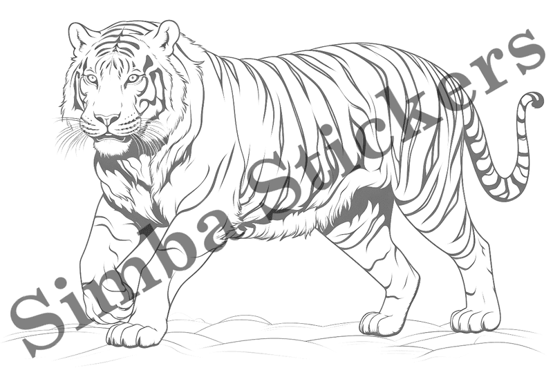 Colouring pages, bundle of tigers, 25 images