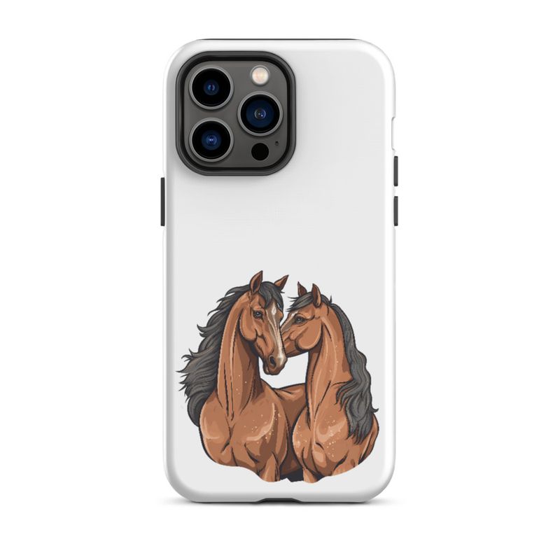 Tough Case for iPhone, Two brown horses snuggling, tdwcyd