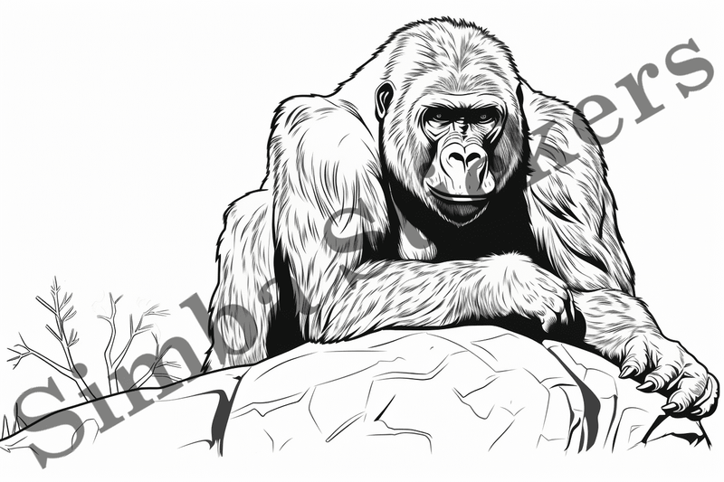 Colouring pages, bundle of gorillas, 25 images