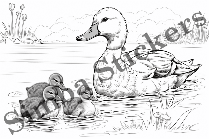 Colouring pages, Bundle of ducks in love, 25 images