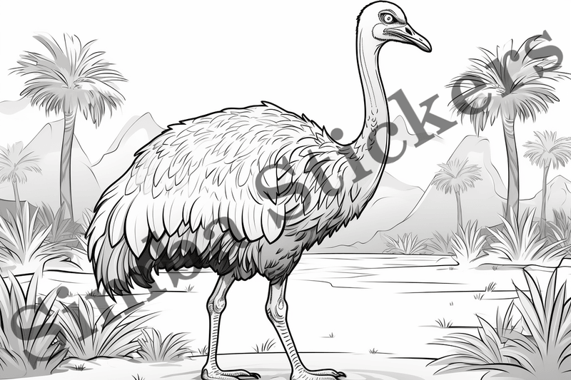 Colouring pages, Bundle of ostriches, 25 images