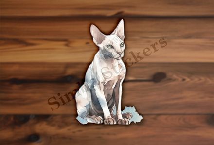 Sphynx cat sitting, watercolour