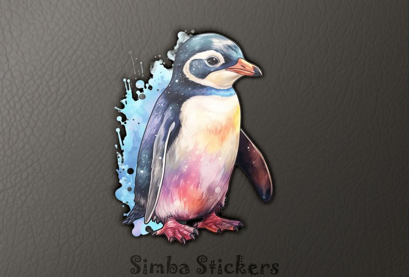 Penguin standing upright, watercolour, y7irwb