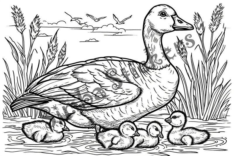 Colouring pages, bundle of geese, 25 images