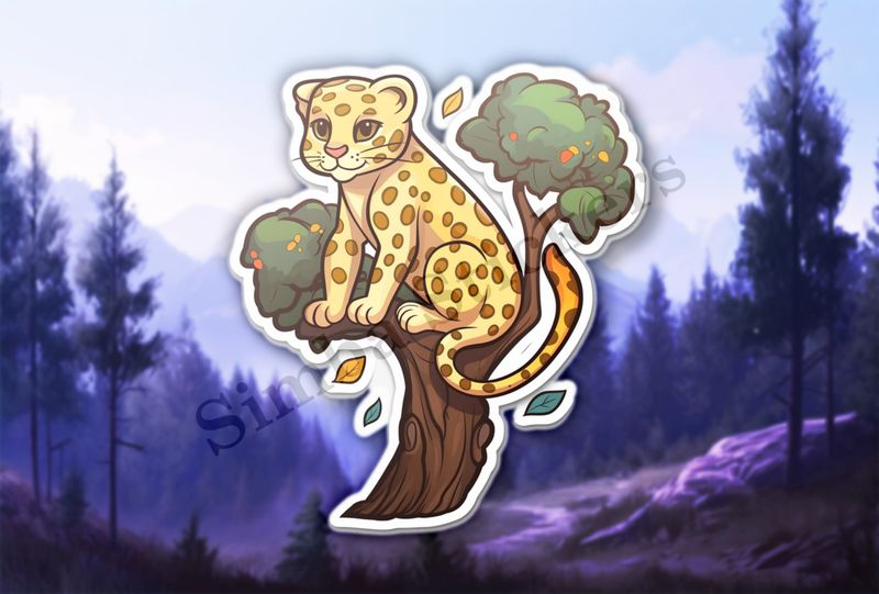 Leopard youngling in a tree