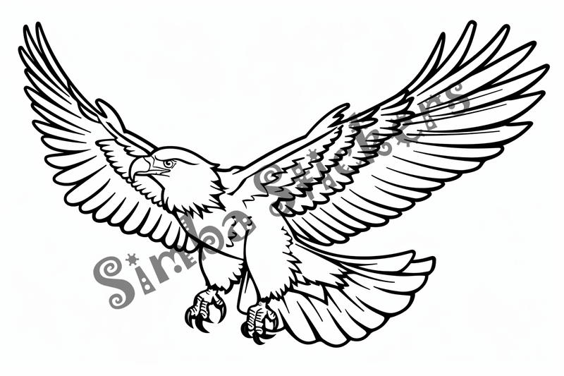 Colouring pages, bundle of eagles flying, 10 images