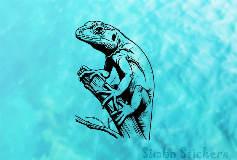 Lizards on top of dry branch, outline art