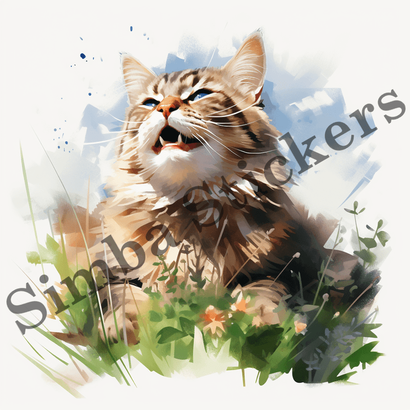 Cats in grass, image set, 10 images