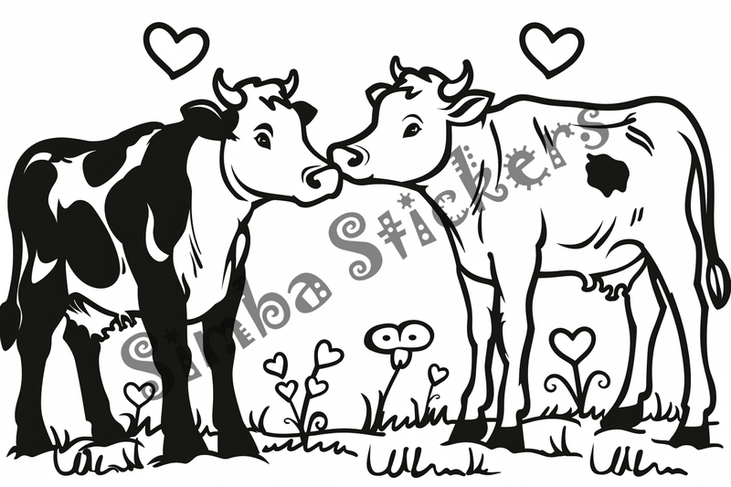 Colouring pages, bundle of cattle in love, 25 images