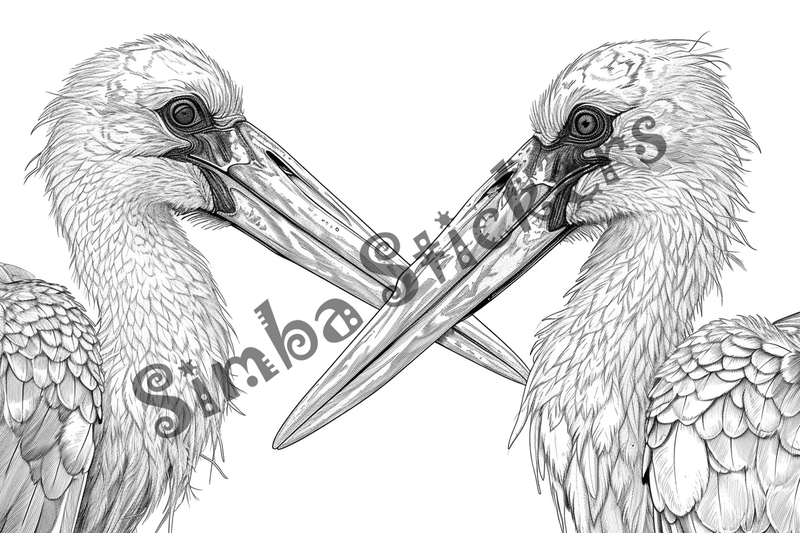 Colouring pages, bundle of marabou storks 2, 25 images