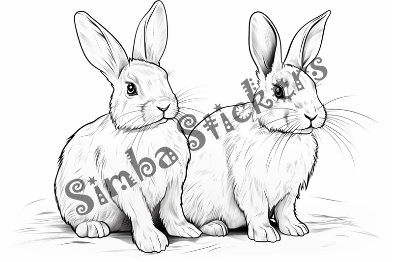 Colouring pages, bundle of rabbits, 25 images 2