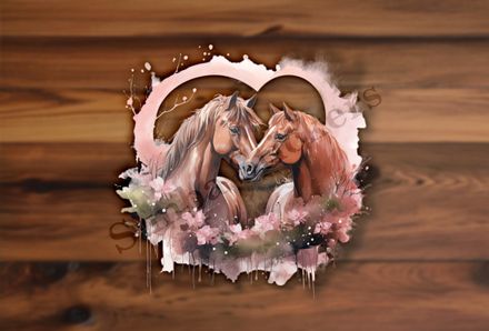 Horses in love, watercolour