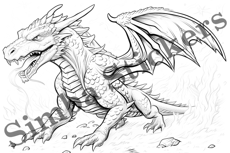 Colouring pages, bundle of dragons, 25 images