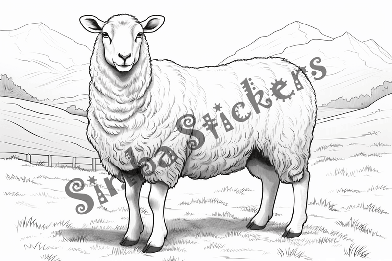 Colouring pages, bundle of sheep, 25 images 2