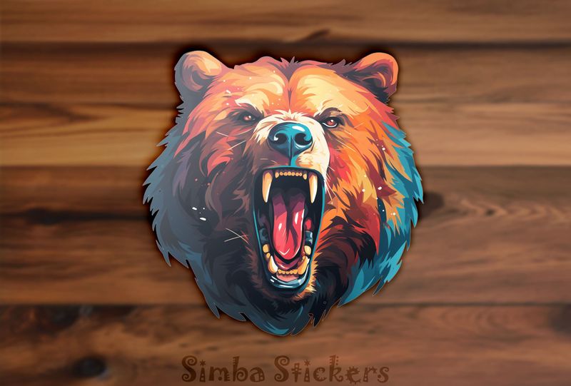 Bear growling, warm colours, watercolour, 2onpxz