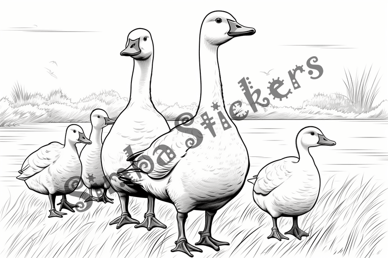Colouring pages, bundle of geese, 25 images