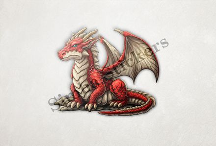 Red dragon with suspicious side-glance