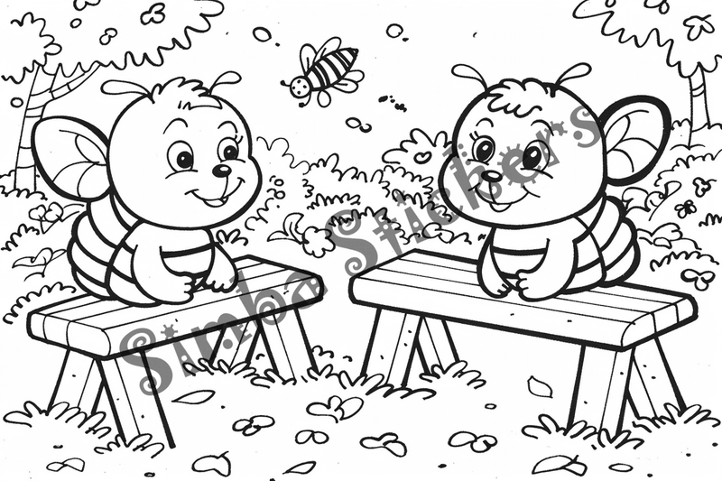 Colouring pages, bundle of bees, 25 images 2