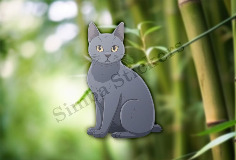 Russian blue cat sitting