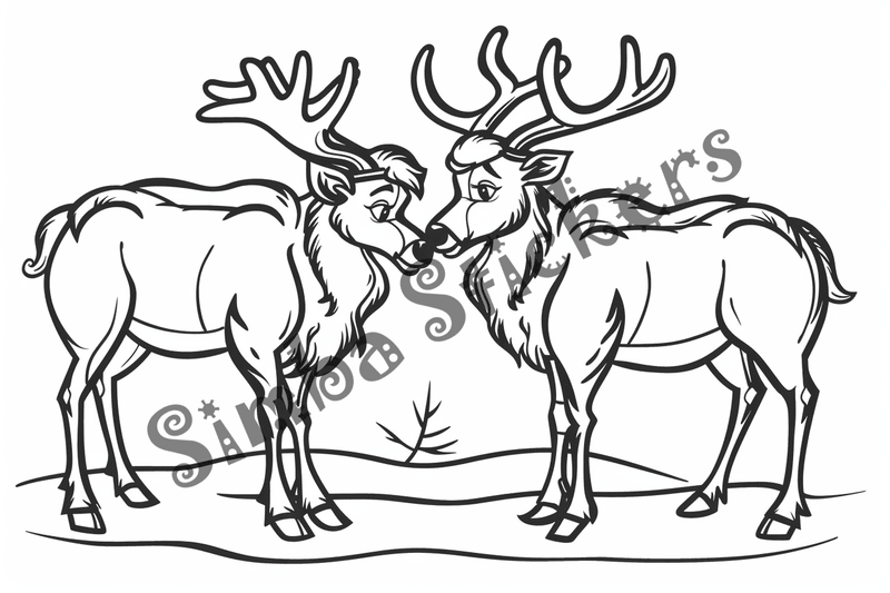 Colouring pages, bundle of elks, 10 images