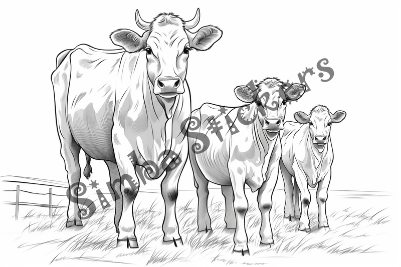 Colouring pages, bundle of cattle, complex, 25 images