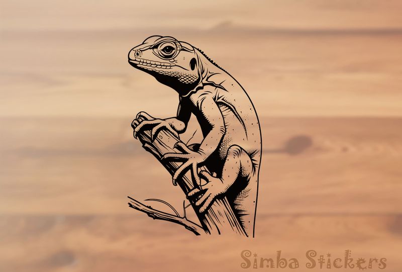 Lizards on top of dry branch, outline art